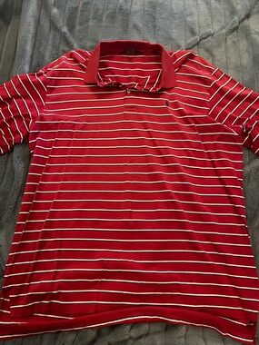 Men's Red Striped Polo Shirt - Classic Casual Polo